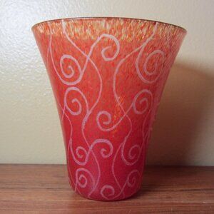 12 oz toyo sasaki art glass tumbler vase curly-q's RED (W5520)